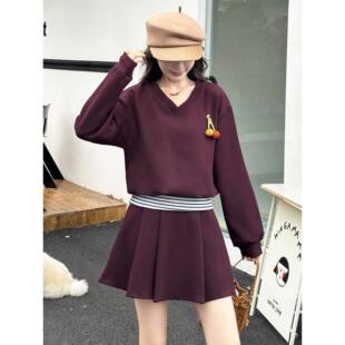 MONLOUVE小个子时尚套装裙女新款洋气显瘦卫衣休闲半身裙巨好看早