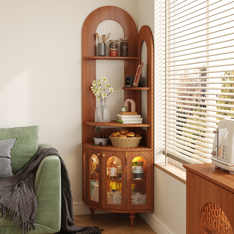 法式中古转角角柜置物架覆古实木墙角三角扇形书架客厅收纳餐柜,住宅家具,角柜,淘宝优惠券,粉丝福利购,淘宝优惠卷