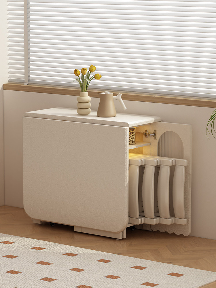 折叠餐桌带电磁炉一体家用嵌入式隐形暗装内置家庭火锅饭桌椅组合