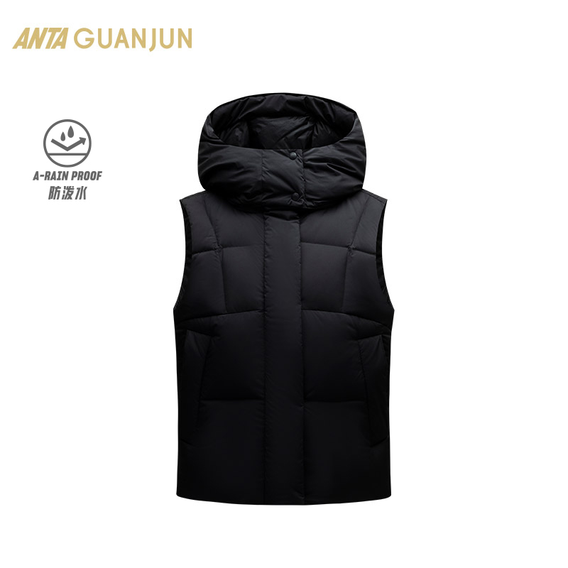 安踏冠军连帽羽绒马甲女士