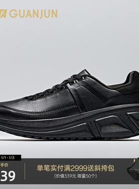 安踏冠军荣耀3LTH跑步鞋男士冬季保暖皮面通勤运动鞋子112615578A