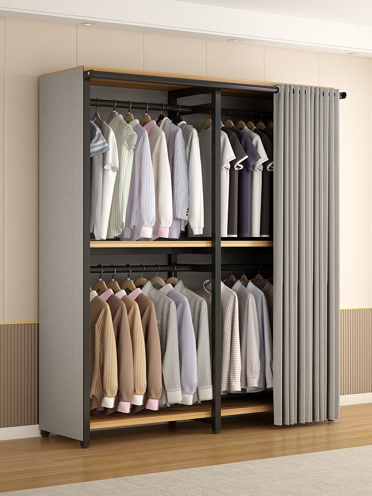 衣帽架落地卧室挂衣架防尘衣帽间架子结实耐用收纳衣柜组合置物架