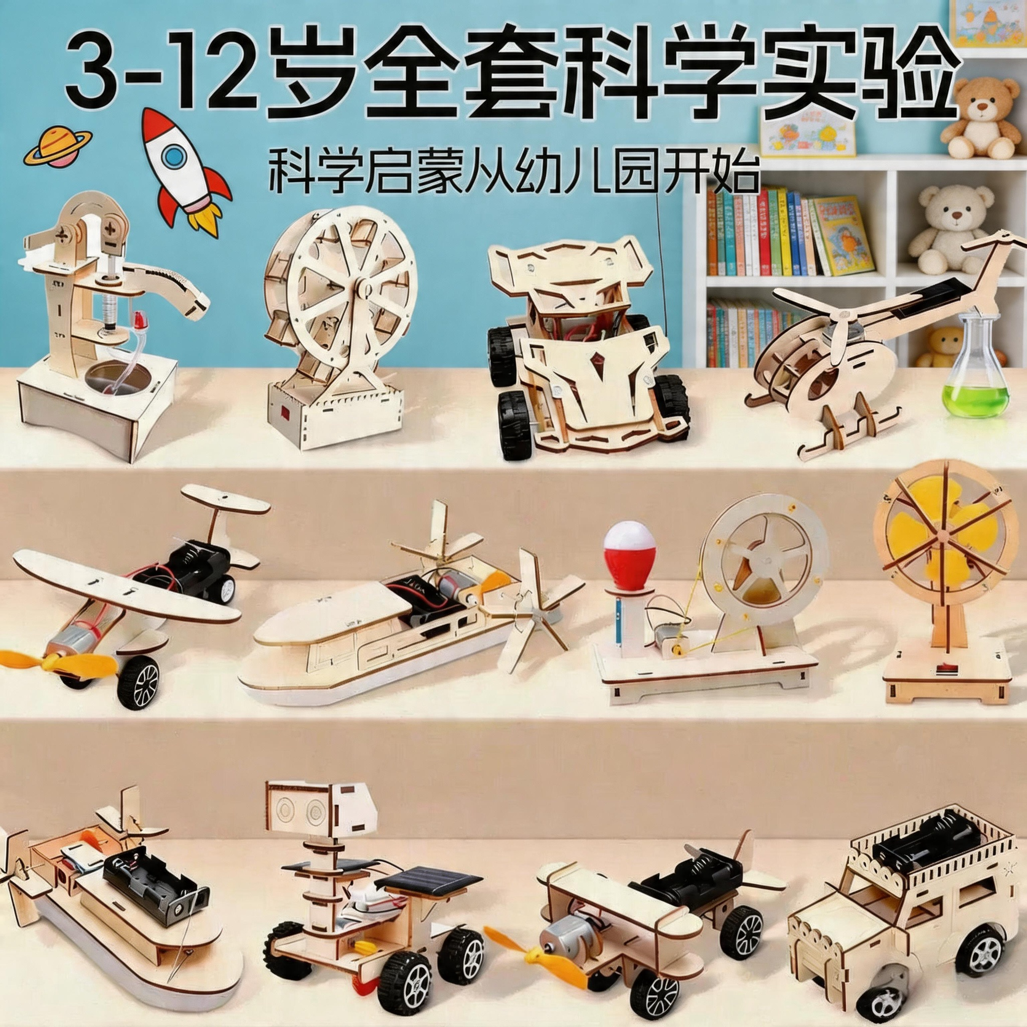 科学实验套装儿童手工diy玩具男女孩益智拼装科学制作科教教具材料
