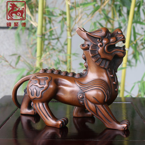 双角貔貅铜聚德纯紫铜聚财摆件