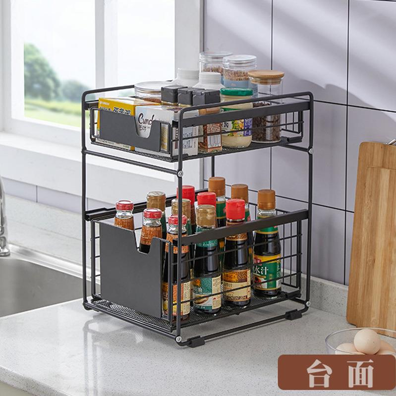 厨卫房下槽物架 抽屉式带滑轮水置调料OGJ-XSC0瓶收纳置物架 浴台