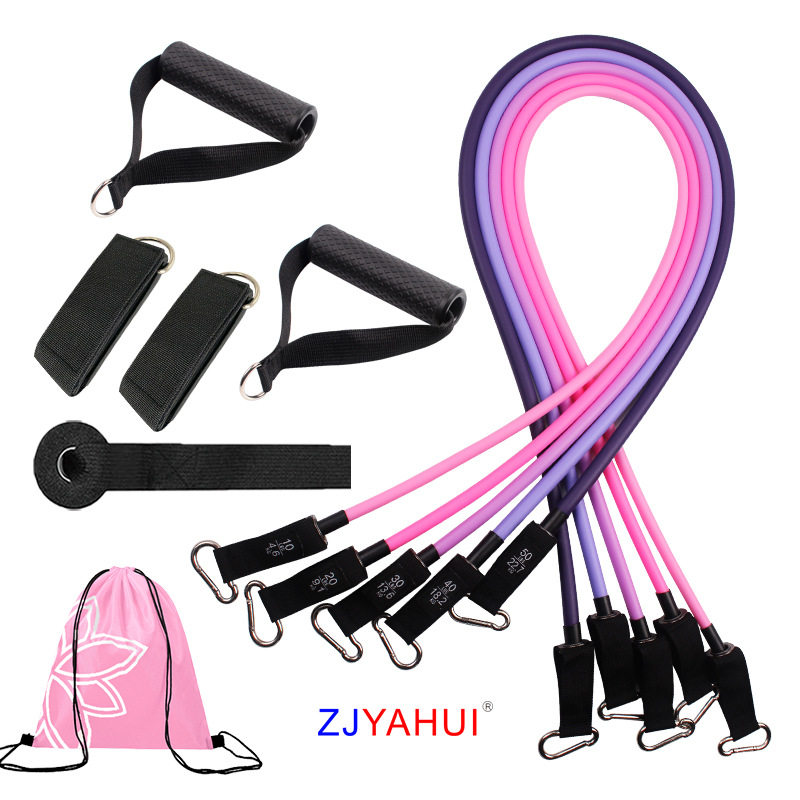 新品套装TPE11件套拉力绳女款拉力带乳胶弹力绳健身阻力套装
