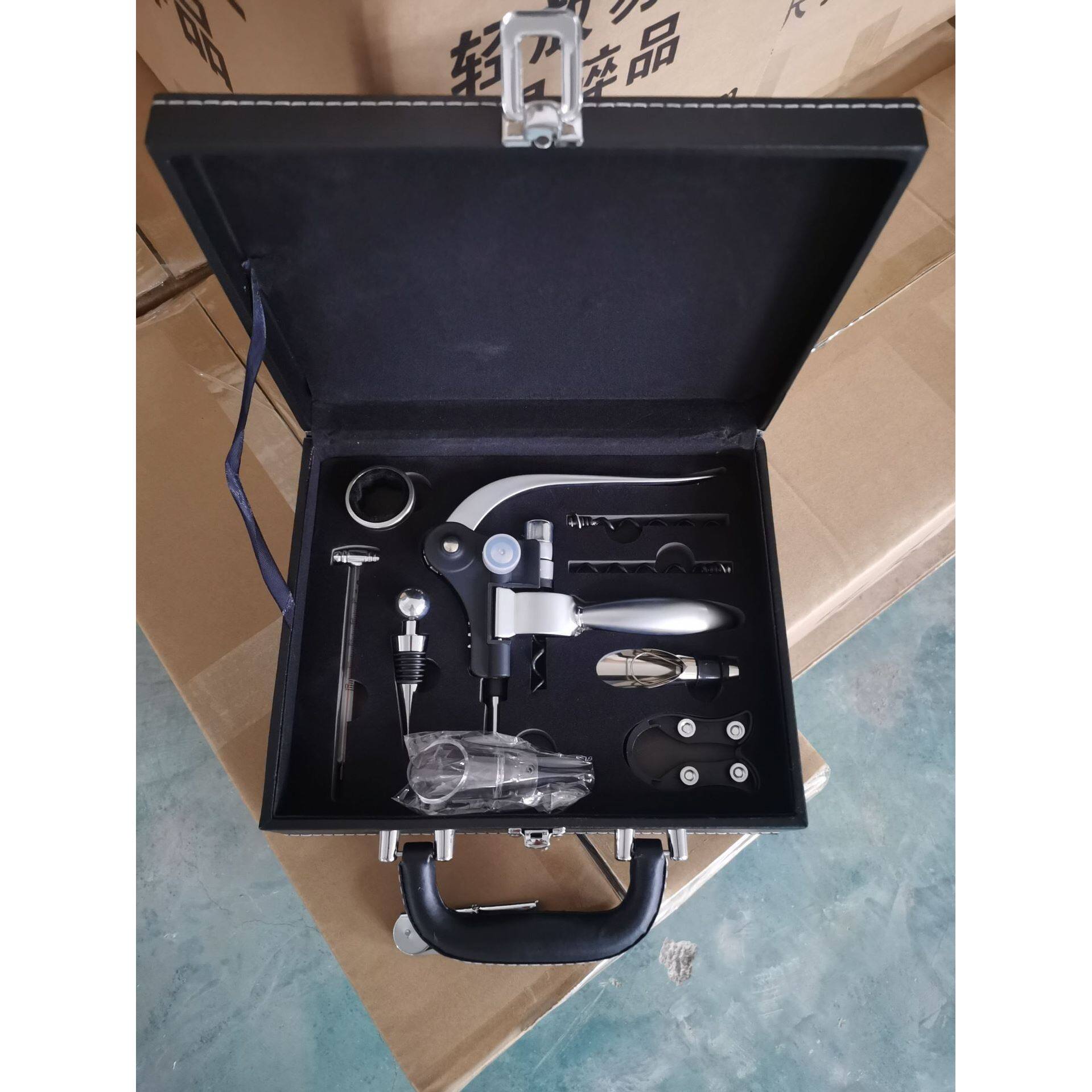 红酒开瓶器套装兔头礼品盒皮盒木盒九件套木盒兔形酒具套装