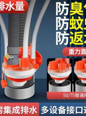 下水管防返臭神器管道防臭密封塞厨房集成洗菜盆排水三通头堵口器