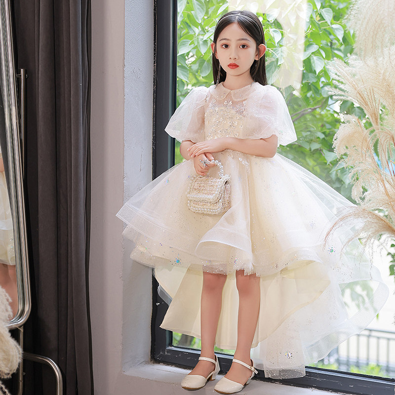 花童婚礼小女孩礼服儿童公主裙高端钢琴演奏女童主持人生日蓬蓬裙