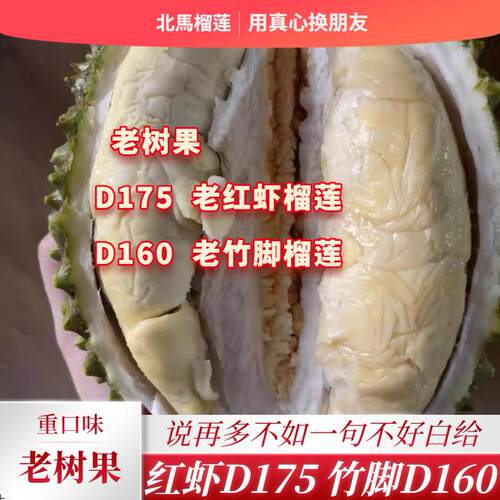 北马榴【树熟液氮】老树红虾榴莲d175竹脚D160榴莲榴莲新鲜浓郁