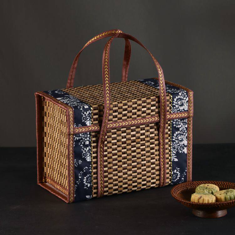 竹篮竹编空礼品盒子 螃蟹端午节粽子包装盒 中秋节月饼年货土特产