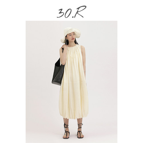 夏季女士纯色无袖连衣裙