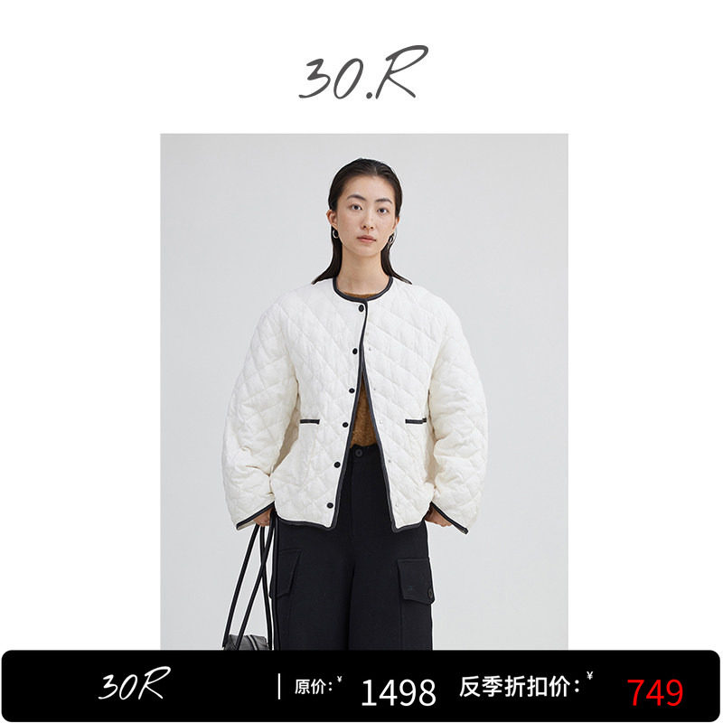 30.R简约短款圆领宽松羽绒服