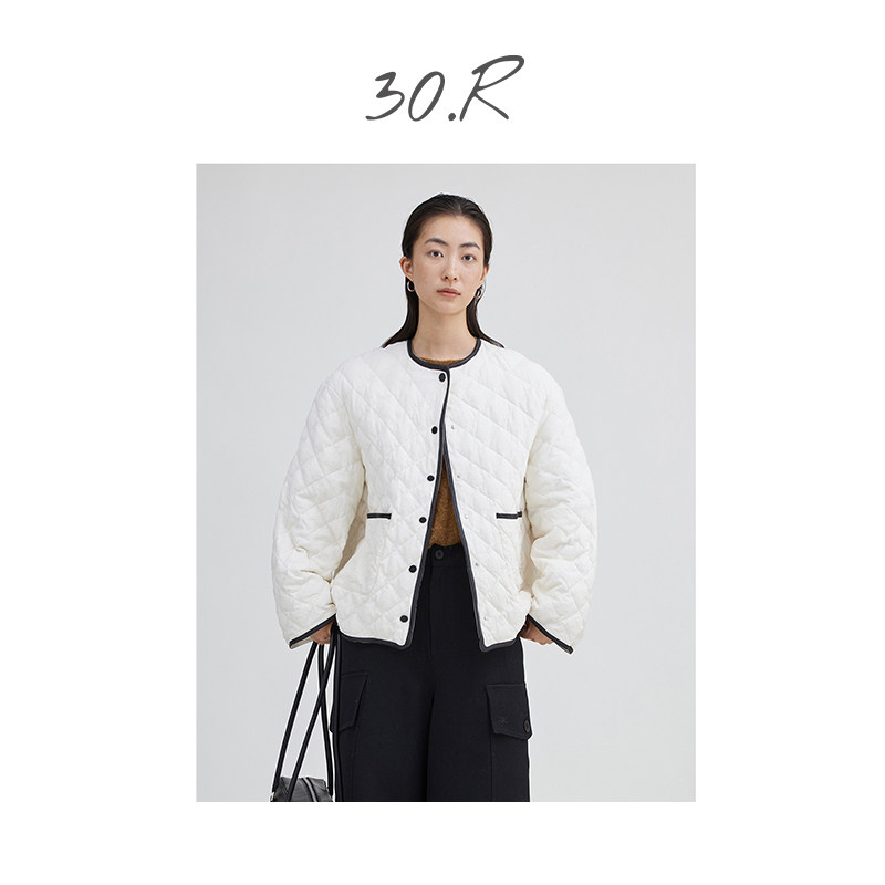 30.R简约短款圆领宽松羽绒服