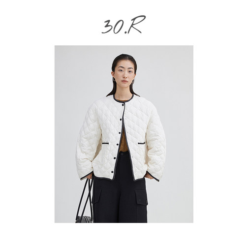 30.R简约短款圆领宽松羽绒服