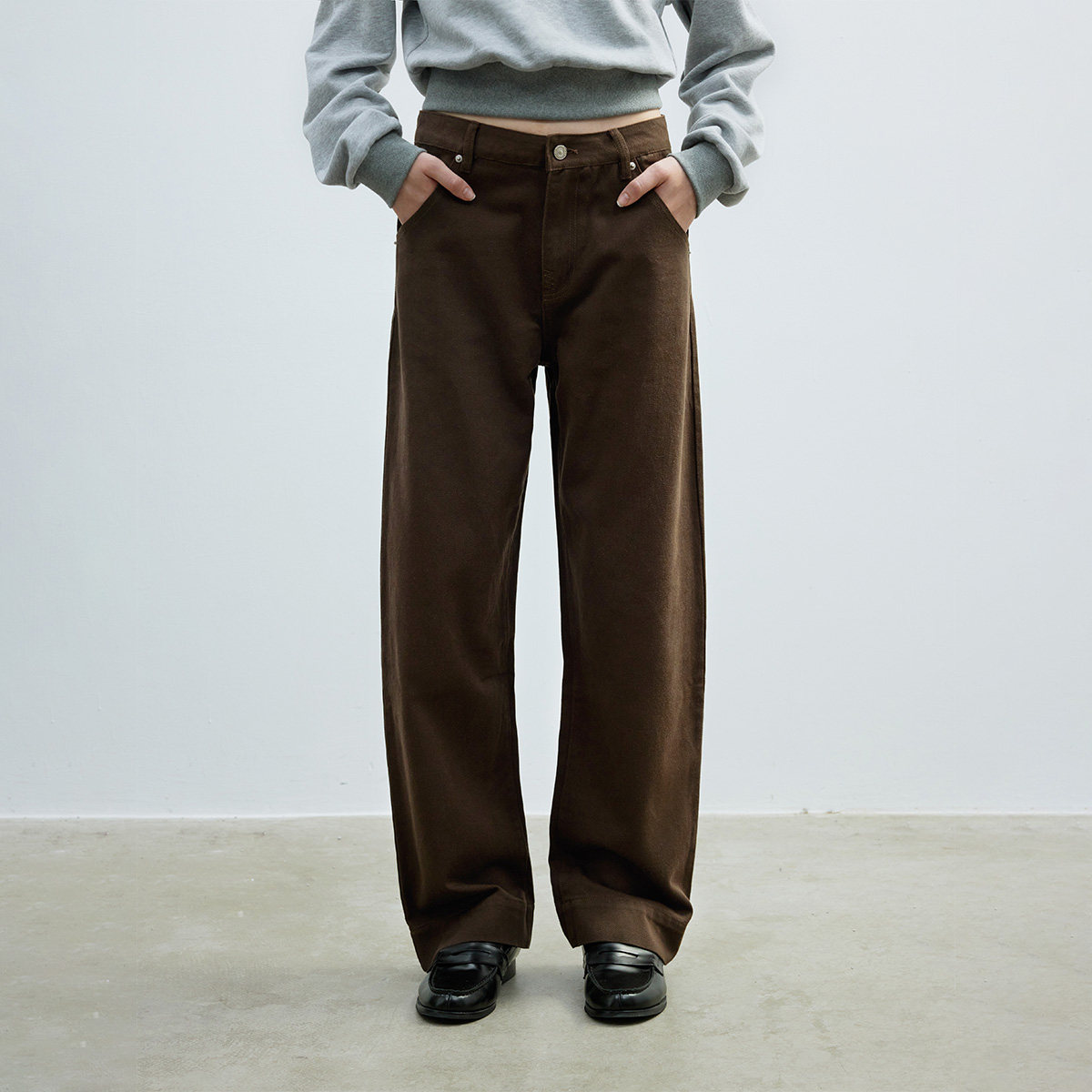30.R 90s cleanfit/深咖休闲宽边宽松牛仔长裤