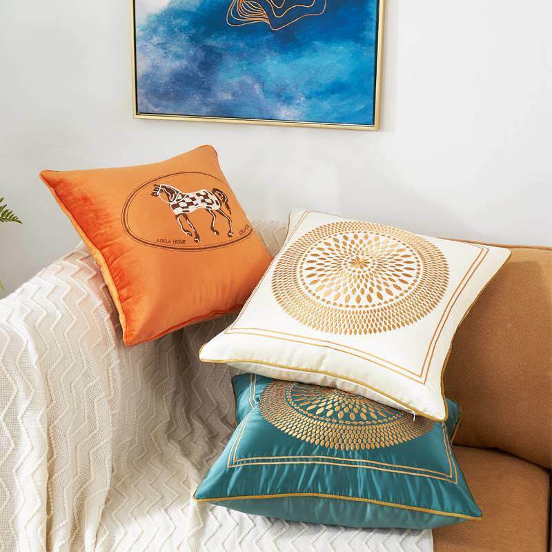 北欧风刺绣抱枕沙发客厅法式轻奢风靠背垫高级感床头靠枕套不含芯