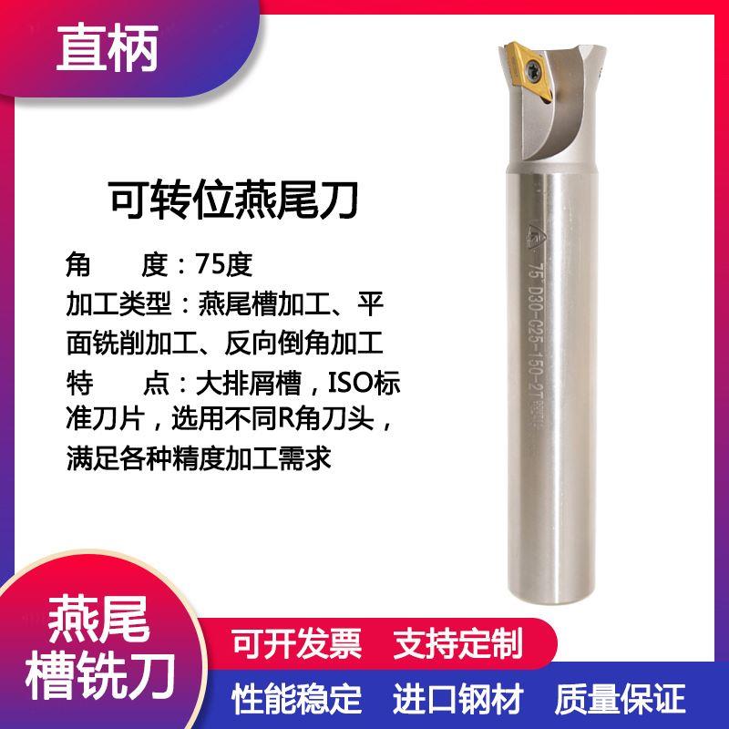 燕尾槽铣刀杆75度两刃刀平面铣削反向倒角加工鸠尾槽数控铣床刀具