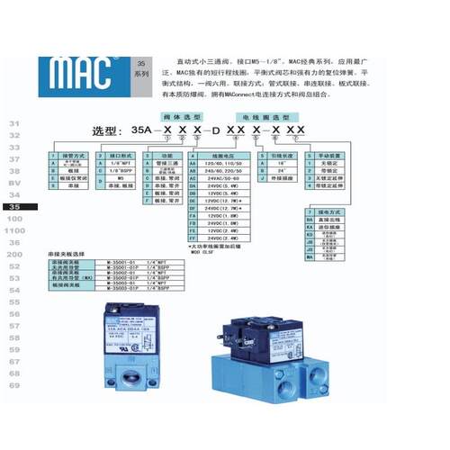 MAC高频气动电磁阀35A-ACA-DDAA/DDBA/DDFA-1ba打标机24V美国CLSF