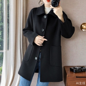 新款 加厚毛绒大衣女中长款 西服小个子春秋冬季 呢子工作服毛呢外套