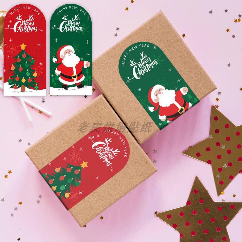 卡通长方形圣诞节贴纸