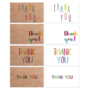 30张/包复古牛皮纸感谢卡片thank you礼品卡贺卡礼物装饰白卡纸