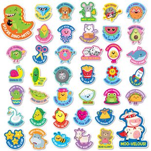 200贴 包卡通英文奖励贴纸儿童表扬贴小学生幼儿园可自粘奖励贴