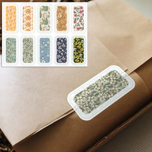 饰标签 装 100贴 包花卉长方形贴纸礼盒密封贴谢谢封口贴包装