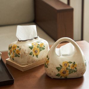 新中式复古陶瓷纸巾盒客厅茶几