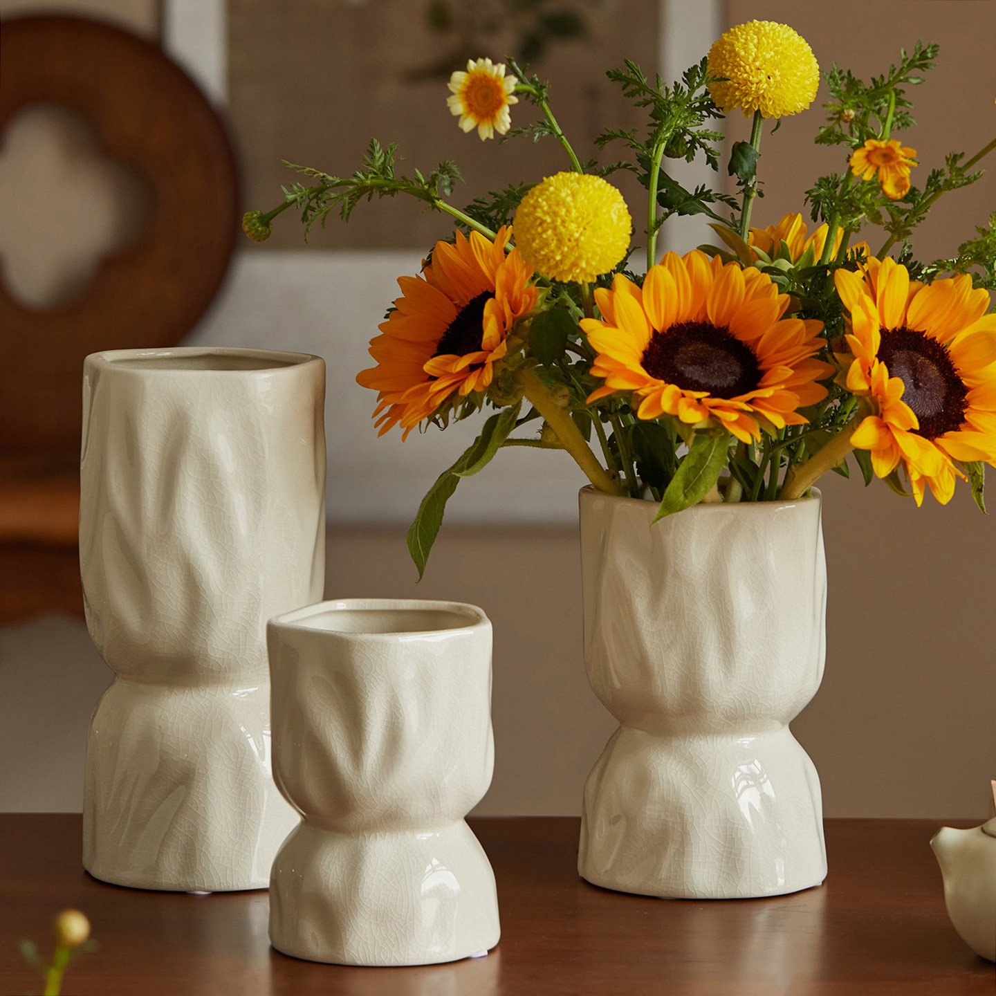 中古创意白色花瓶陶瓷复古艺术陶罐水养鲜花插花器高级感摆件客厅