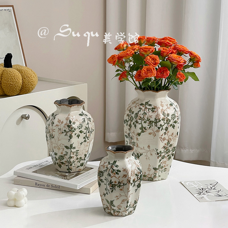 田园风繁花冰裂陶瓷花瓶水养鲜花