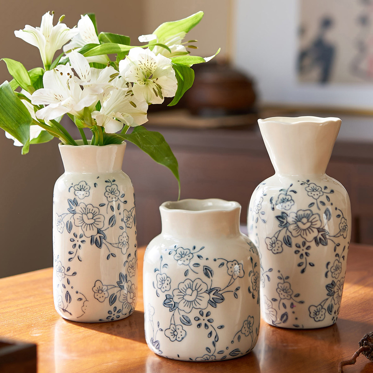 新中式青花瓷陶瓷小花瓶复古客厅书房茶桌民宿装饰摆件简约插花器,家居饰品,花瓶,淘宝优惠券,粉丝福利购,淘宝优惠卷