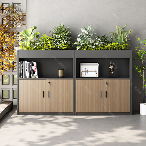 办公室文件柜矮柜实木木质带锁档案柜资料柜收纳隔断柜收纳柜