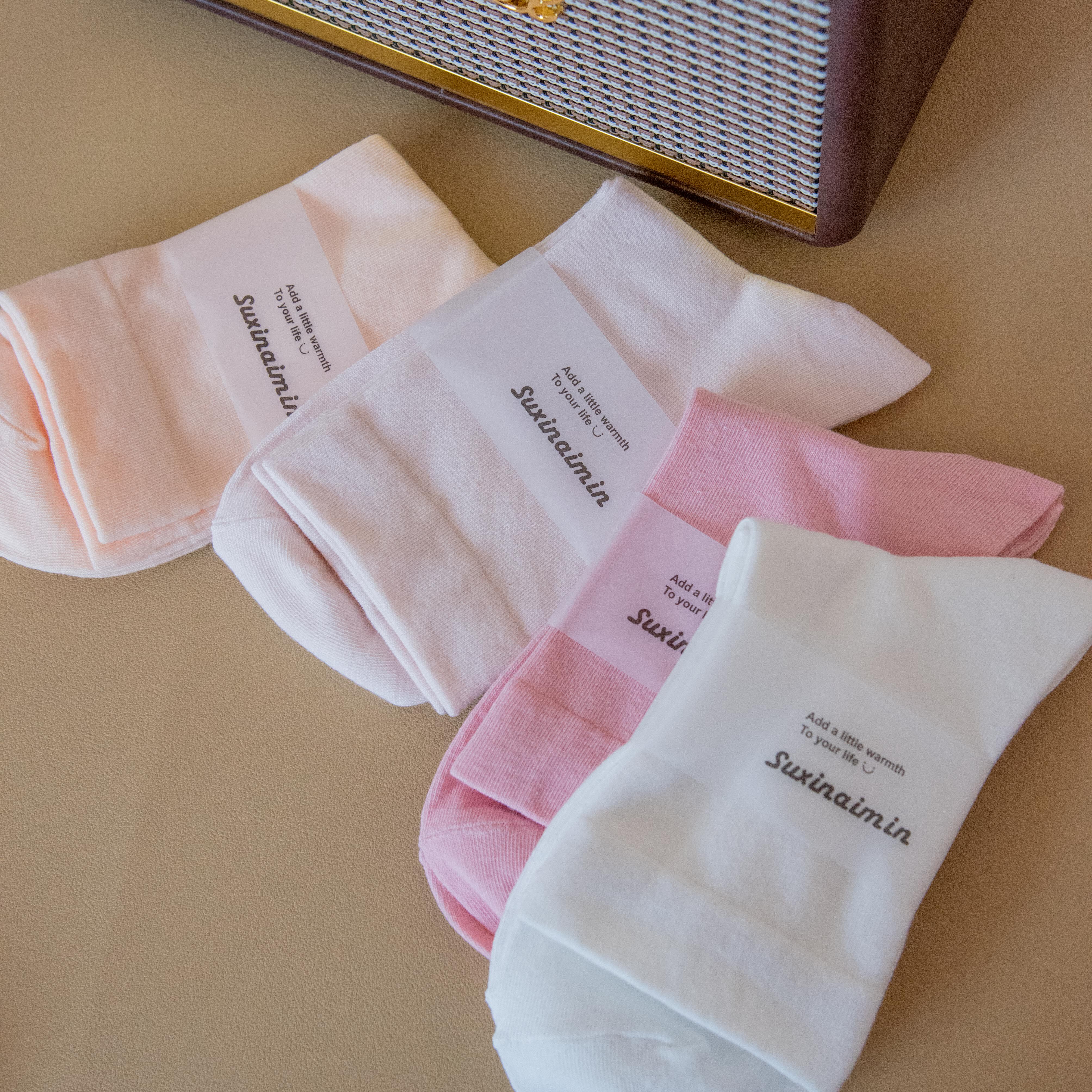 suxisocks春夏基础糖果色温柔色系柔软长韩日系袜子女少女中筒袜