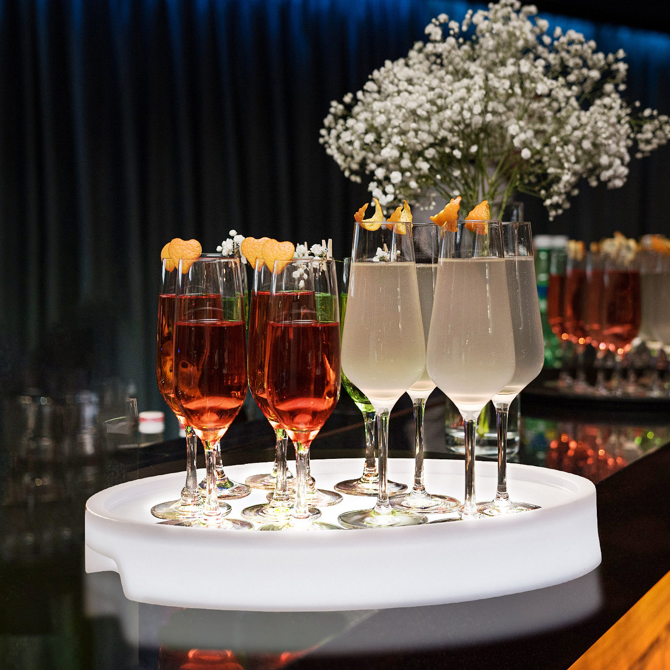 led发光圆酒盘可遥控七彩充电防水防摔创意酒店酒吧圆形酒托