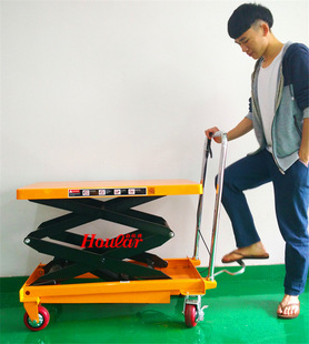 现货350公斤升高1.3米移动式 平台车手动液压平台车升降车PTS350B