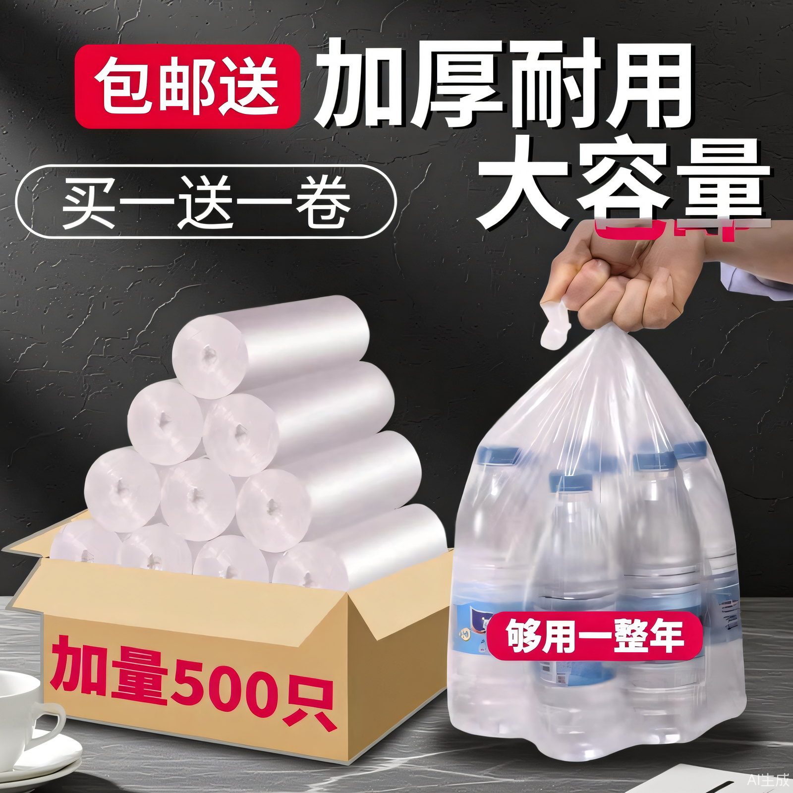 朵欣白色透明垃圾袋50*60*80一次性塑料家用加厚,家庭/个人清洁工具,家用垃圾袋,淘宝优惠券,粉丝福利购,淘宝优惠卷