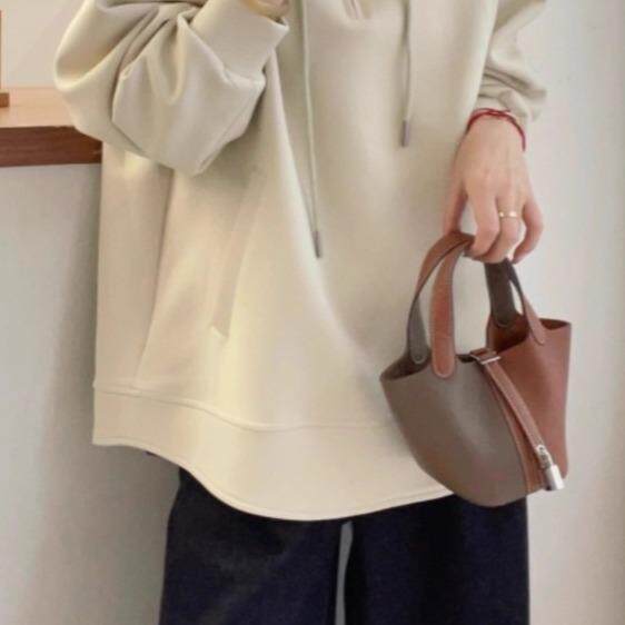 MONLOUVE欧货连帽半拉链正肩卫衣女秋季大码胖mm显瘦中长款遮屁股