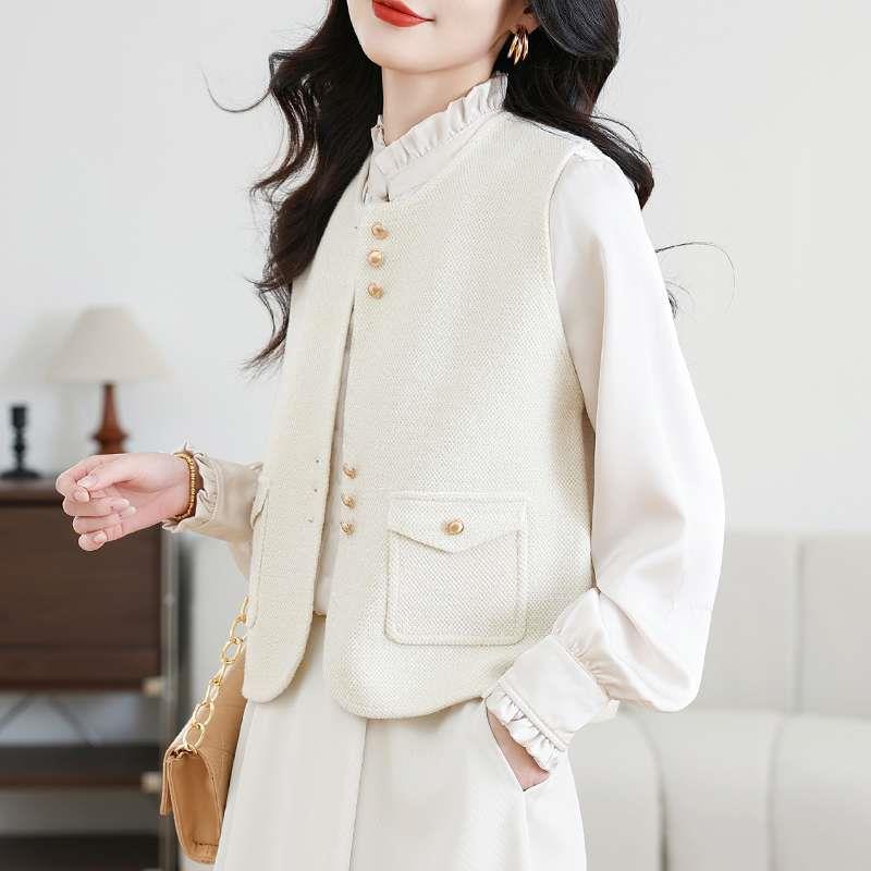 MONLOUVE小香风针织马甲背心女春秋外搭叠穿衬衫高级感马夹坎肩小