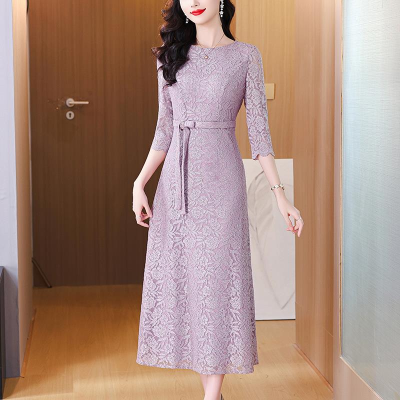 MONLOUVE喜婆婆婚宴装2025新款秋季平时可穿结婚礼服年轻妈妈蕾丝