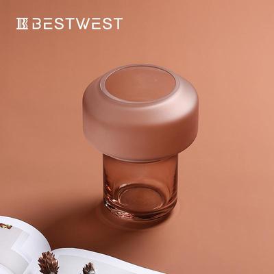 Bes品t west 咖啡粉培色磨砂玻璃小瓶家居客厅水插花YYC-2198软装