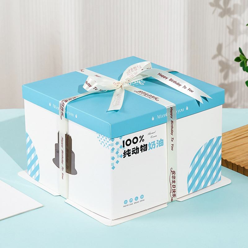 2026新款网红生日蛋糕盒6 8 10寸加厚纸质批发烘焙礼盒包装盒子