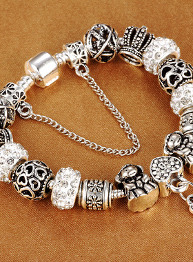 Crown Beads Key Crystal Heart Bracelets For Women Jewelry