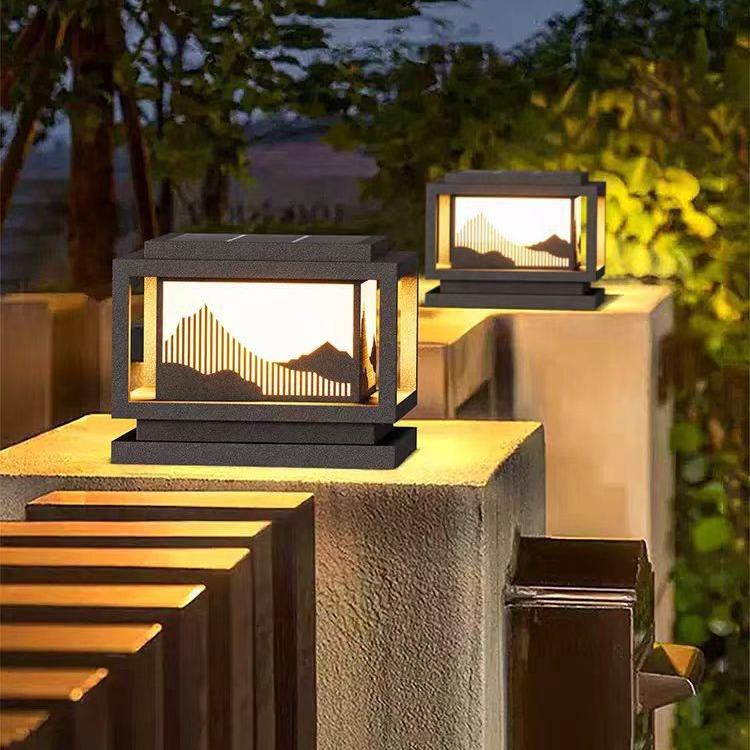 太阳能柱头灯户外柱子灯别墅花园围墙围栏景观柱灯庭院灯门柱灯