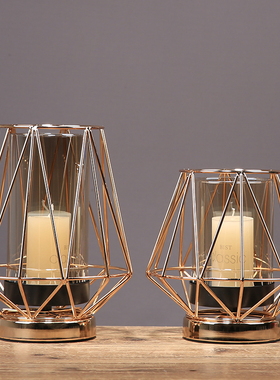 美式轻奢金属蜡烛台摆件新中式家居餐桌样板房装饰品烛光晚餐烛台