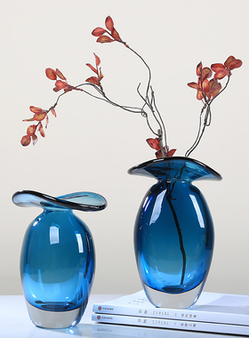 轻奢水母花瓶蓝色摆件水培