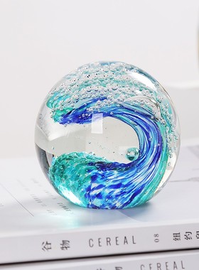 海浪玻璃球摆件现代轻奢