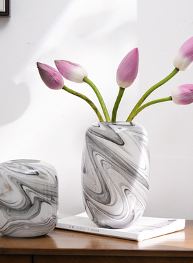 艺术水墨画琉璃花瓶摆件插花花器