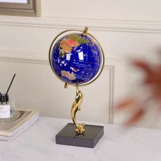 全铜地球仪摆件现代轻奢书房办公室书柜书桌酒柜简约装饰商务礼品