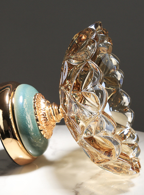 金属陶瓷透明玻璃果盘摆件客厅